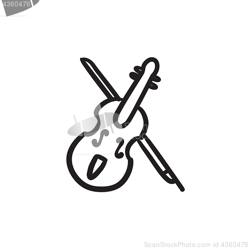 Image of Violin with bow sketch icon.