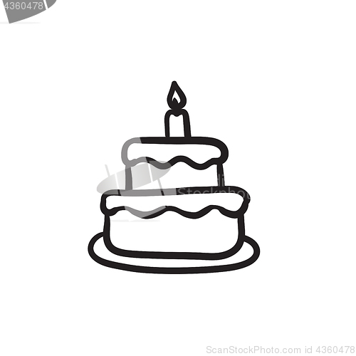 Image of Easter cake with candle sketch icon.