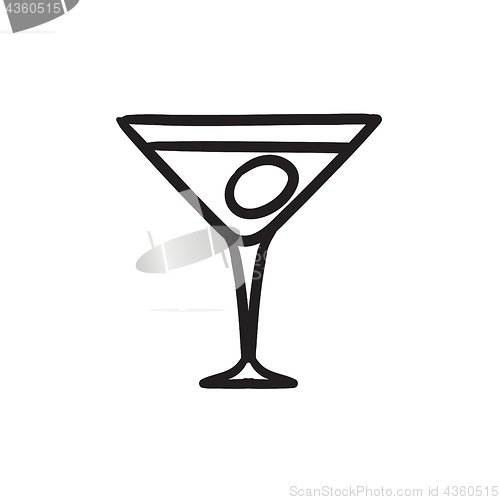 Image of Cocktail glass sketch icon.