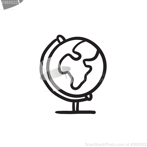 Image of World globe on stand sketch icon.