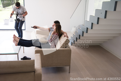 Image of young handsome couple enjoying free time