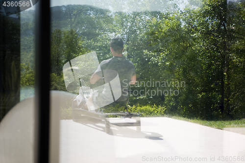 Image of man doing morning exercises