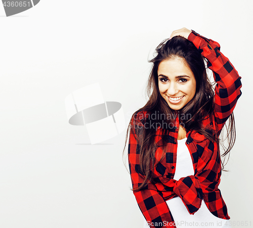 Image of young happy smiling latin american teenage girl emotional posing