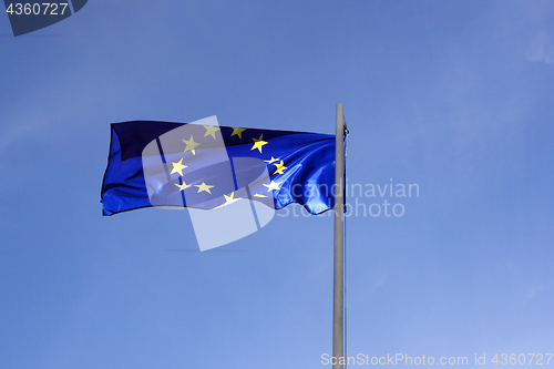 Image of Flag of European Union on a flagpole