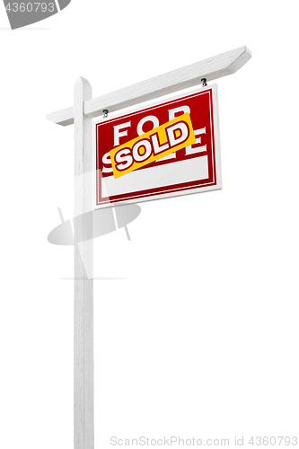 Image of Right Facing Sold For Sale Real Estate Sign Isolated on a White 