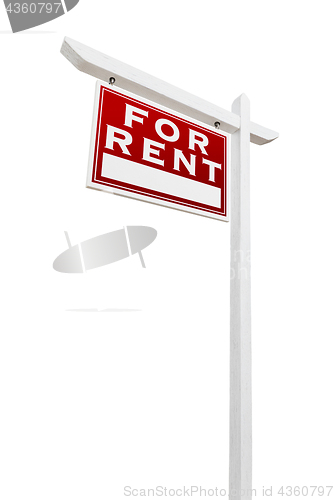 Image of Left Facing For Rent Real Estate Sign Isolated on a White Backgo