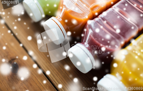 Image of bottles with different fruit or vegetable juices