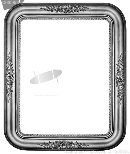 Image of Oval Vintage silver plated wooden frame Isolated with Clipping P