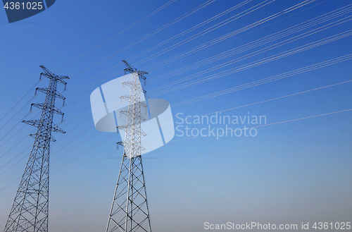 Image of Electrical poles of high voltage