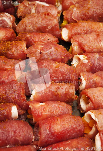 Image of meat rolls on dripping pan