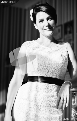 Image of Monochrome Portrait of the Bride In A Wedding Dress