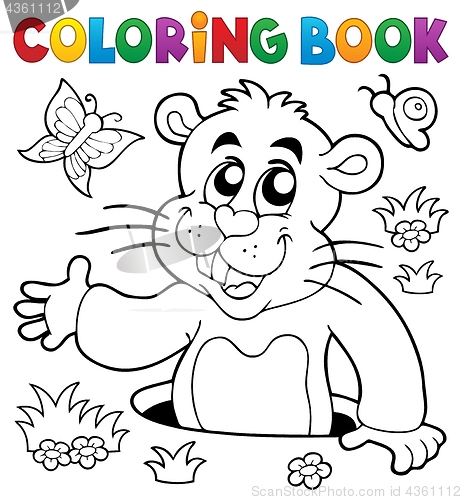 Image of Coloring book groundhog theme image 2