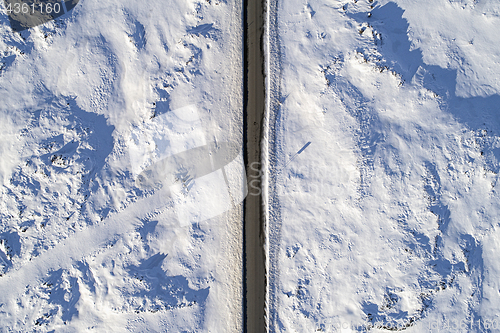 Image of Aerial icy road\r