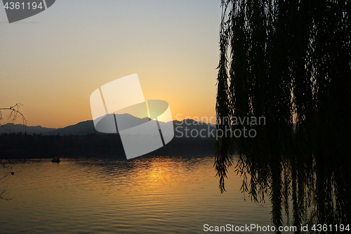 Image of Sunset at West Lake (Xihu) in Hangzhou China