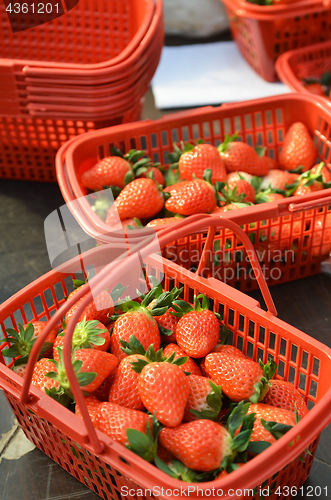Image of Closeup on strawberries in basket