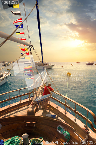 Image of Sailboat at sunset