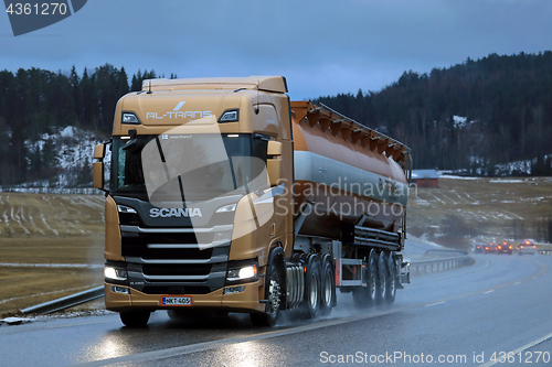 Image of Next Gen Scania Bulk Tank Truck on Road