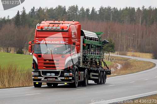 Image of Customised Scania Truck Hauls Machinery