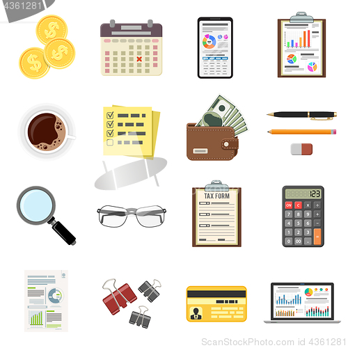 Image of Set Auditing, Tax Process, Accounting Icons