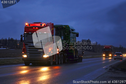 Image of Scania Wide Load Transport at Night