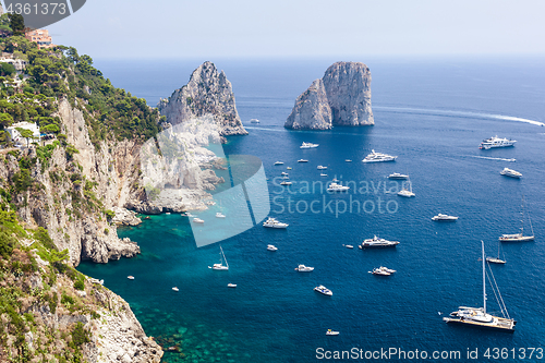 Image of Faraglioni rocks, Capri island, in daylight