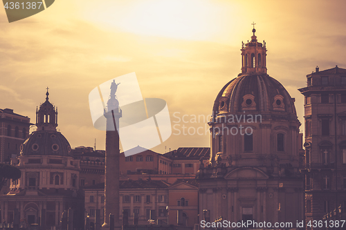 Image of Church of Santa Maria di Loreta and Trajan's Column near Piazza 