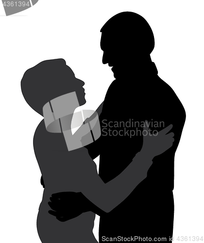 Image of Couple hugging dancing and talking