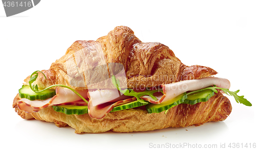 Image of croissant sandwich with ham and cucumber