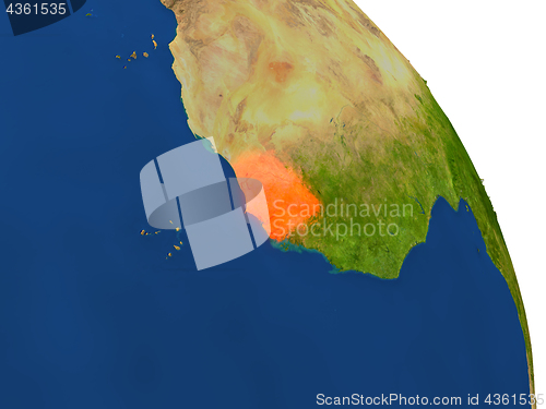 Image of Map of Senegal in red