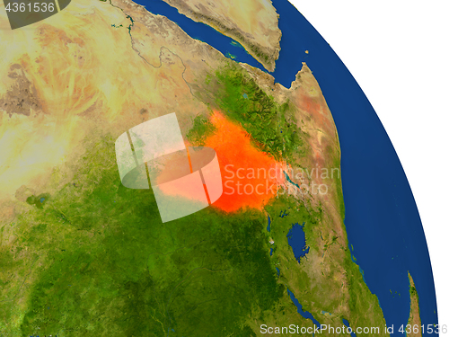 Image of Map of South Sudan in red