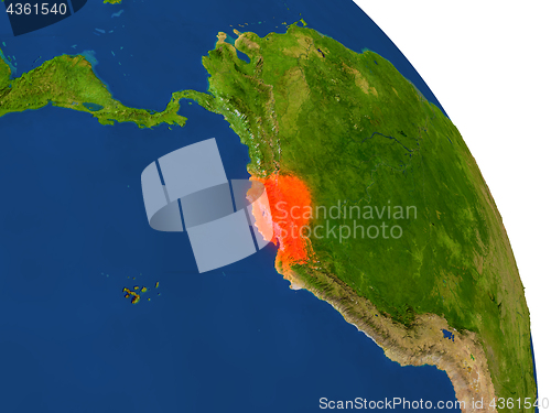 Image of Map of Ecuador in red