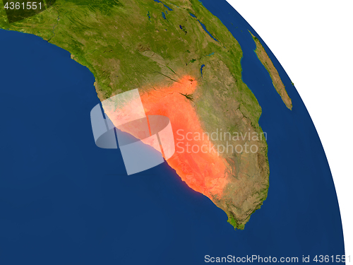 Image of Map of Namibia in red