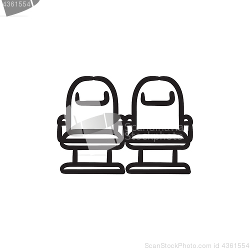 Image of Cinema chairs sketch icon.