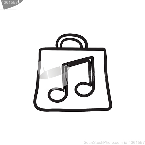 Image of Bag with music note sketch icon.