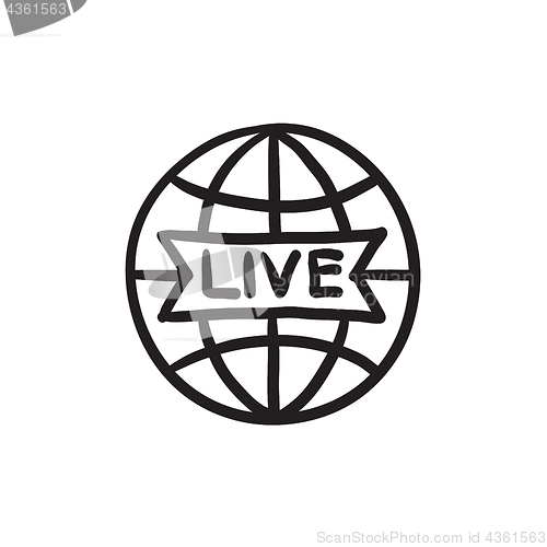 Image of Globe with live sign sketch icon.