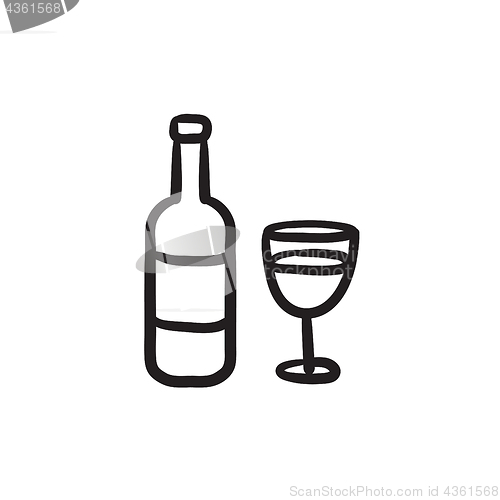 Image of Bottle of wine sketch icon.