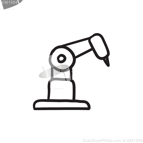 Image of Industrial mechanical robot arm sketch icon.