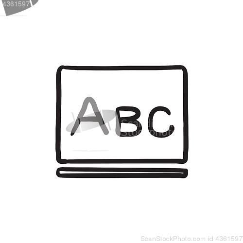 Image of Letters abc on blackboard sketch icon.