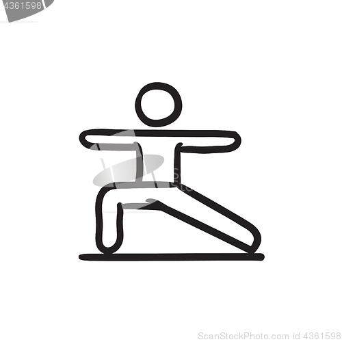 Image of Man practicing yoga sketch icon.