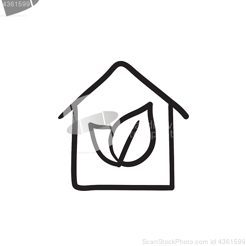 Image of Eco-friendly house sketch icon.