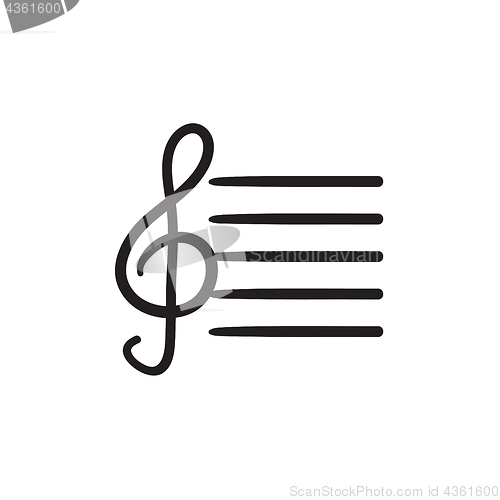 Image of Treble clef sketch icon.
