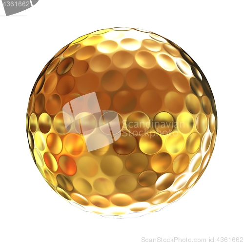 Image of 3d rendering of a golfball in gold