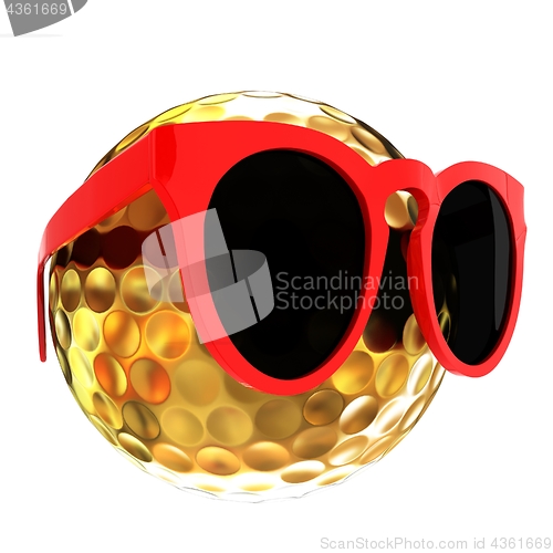 Image of Golf Ball With Sunglasses. 3d illustration