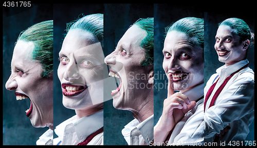 Image of Bloody Halloween theme: crazy joker face