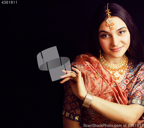 Image of beauty sweet indian girl in sari smiling