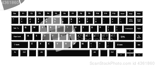 Image of Black keyboard for laptop or computer on white background