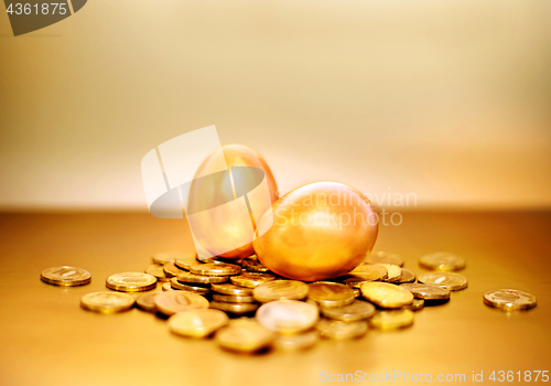 Image of Gold coins and golden eggs, the concept of financial growth