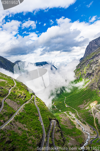 Image of Troll\'s Path Trollstigen or Trollstigveien winding mountain road