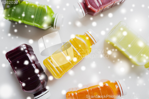 Image of bottles with different fruit or vegetable juices