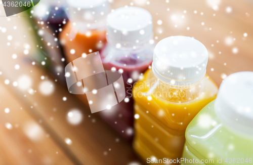 Image of bottles with different fruit or vegetable juices